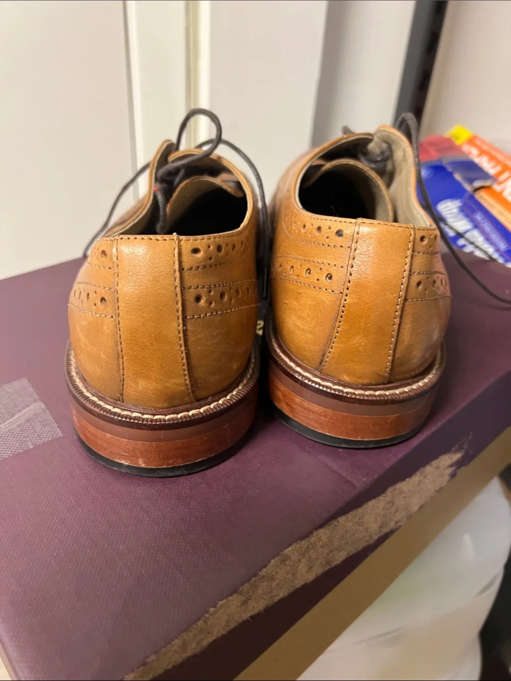 Banana Republic Cognac Leather Wingtip Oxfords